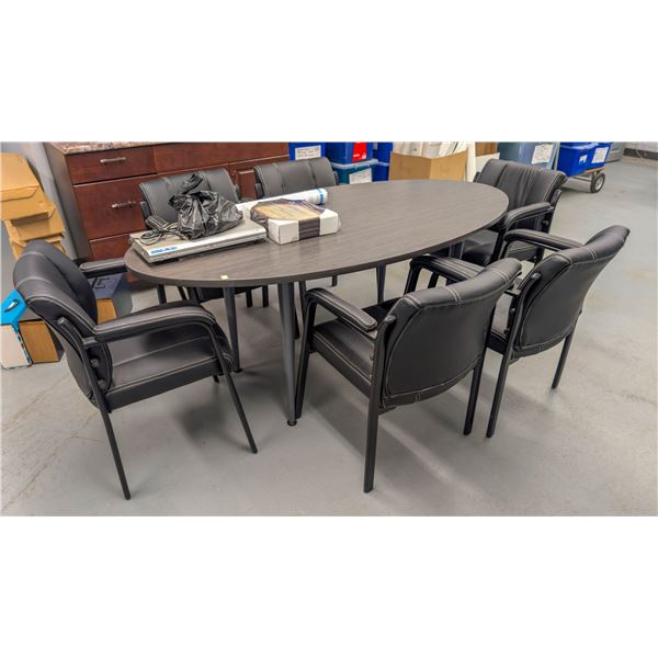 OVAL TABLE W/ 6 LEATHERETTE CHAIRS