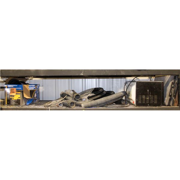 CONTENTS OF SHELF INCL: WELDING HELMET, VACUUM