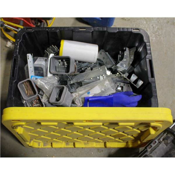 TOTE OF ASSORTED HARDWARE