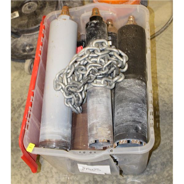 TOTE OF ASSORTED CONCRETE CORING BITS