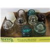 (9) VINTAGE GLASS TELEPHONE INSULATORS,