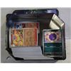POKEMON TIN WITH 300 CARDS MOST ARE FOIL