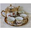 VINTAGE DRAGON TEAPOT, 4 CUPS, WITH TRAY.