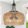 Image 1 : NEW RATTAN FARMHOUSE CHANDELIER LIGHT FIXTURE