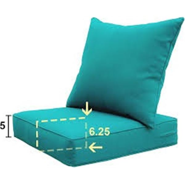 NEW SEWKER 2 PIECES GREEN DEEP SEAT CUSHIONS