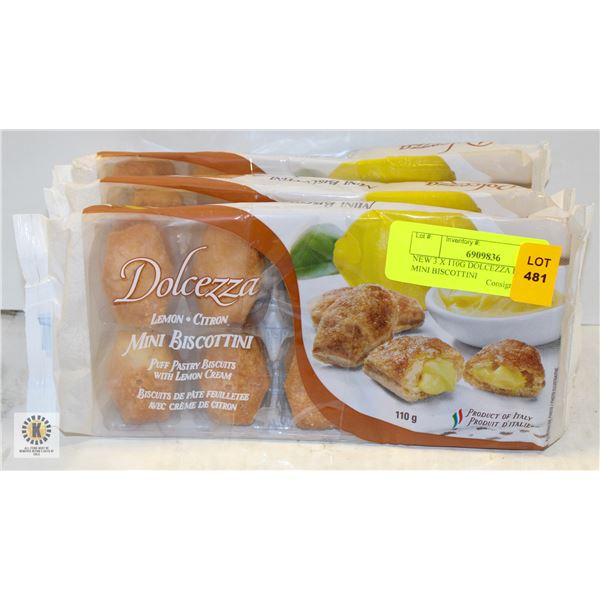 NEW 3 X 110G DOLCEZZA LEMON MINI BISCOTTINI