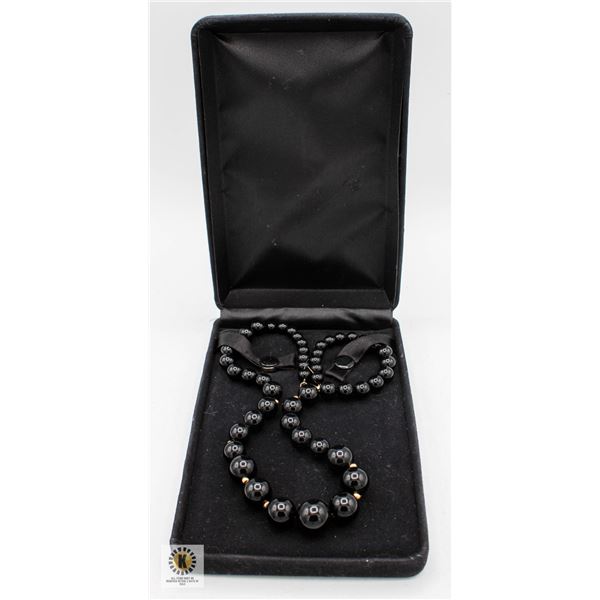 NATURAL BLACK ONYX NECKLACE IN GIFT BOX