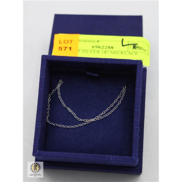 NEW .925 SILVER 18" NECKLACE