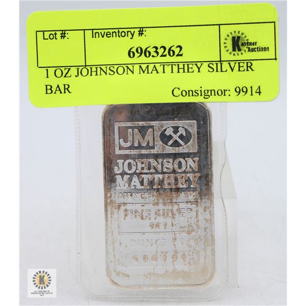 1 OZ JOHNSON MATTHEY SILVER BAR