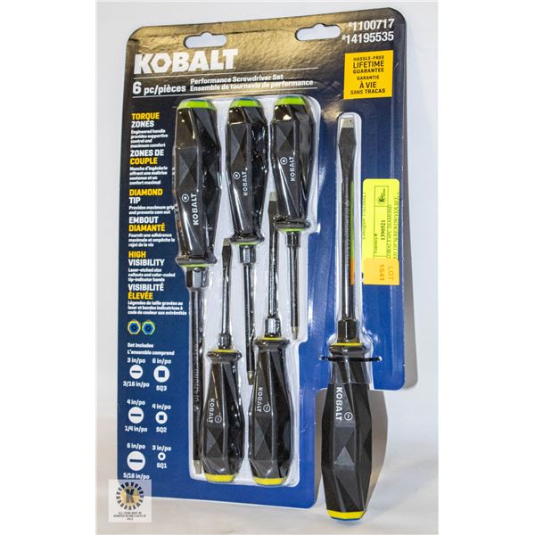 NEW KOBALT 6PC DIAMOND COATED TIP SCREWDRIVER SET