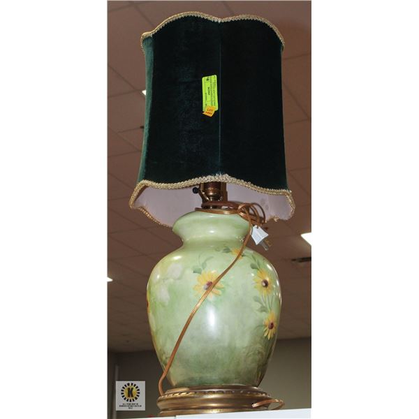 ANTIQUE GERMAN HAND PAINTED PORCELAIN LAMP-ESTATE