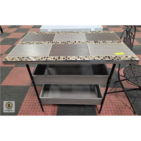 CUSTOM MADE SOLID TILE TOP 3TIER TABLE H-33" W-22"
