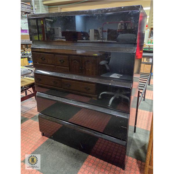 5 DRAWER BLACK DRESSER H-49" W-18.5" L-36.5"