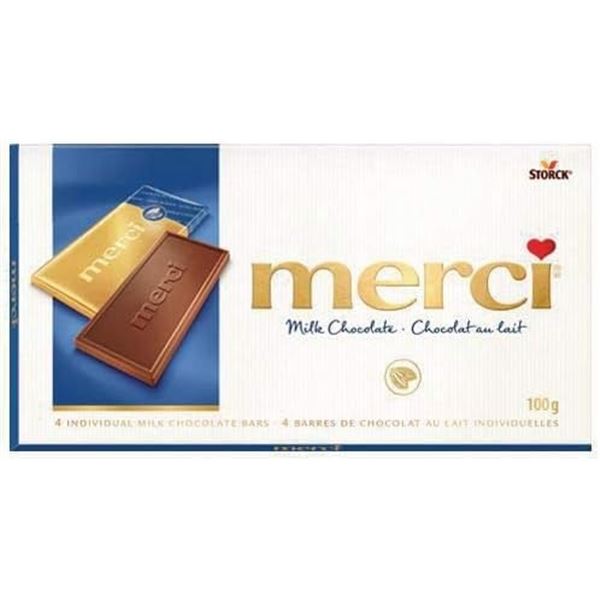 NEW CASE WITH 15 X 100G BARS OF MERCI MILK