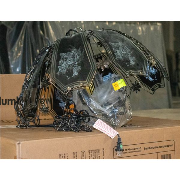 VINTAGE TIGER GLASS PANEL CHANDALIER