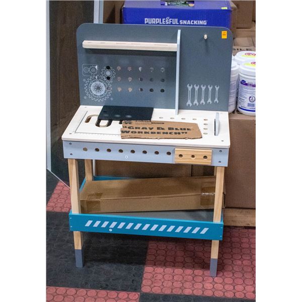 NEW ASSEMBLED ROBUD CHILDRENS GREY/BLUE WORKBENCH