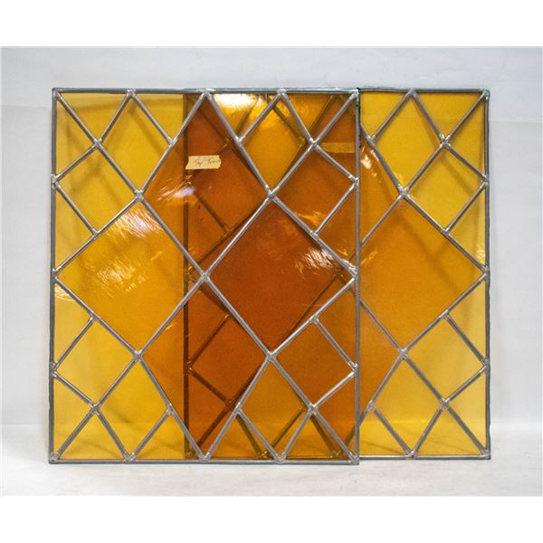 PAIR OF STAINED GLASS