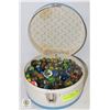 Image 1 : VANITY CASE WITH 8LBS OF ASSORTED MARBLES
