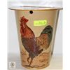 Image 1 : PAINTED SAP BUCKET WITH LID OF A ROOSTER SIGNED BY