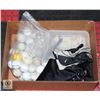 Image 1 : BOX OF GOLF ACCESSORIES INCL. BAG OF 50 GOLF