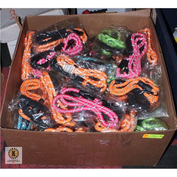 BOX ROPE LEASHES = 100 VARIOUS COLORS WITH SWIVEL