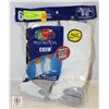 WHITE CREW SOCKS 6-12 SIZE 6-PACK FRUIT OF