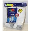 WHITE CREW SOCKS 6-12 SIZE 6-PACK FRUIT OF