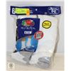 WHITE CREW SOCKS 6-12 SIZE 6-PACK FRUIT OF