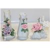 3 BONE CHINA FLOWER DECOR PCS (2 SINGLE
