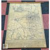 ANTIQUE 1934 MUNDY WESTERN CANADA WALL MAP-ESTATE