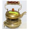 SMALL VINTAGE BRASS TEAPOT W/BURNER STAND-ESTATE