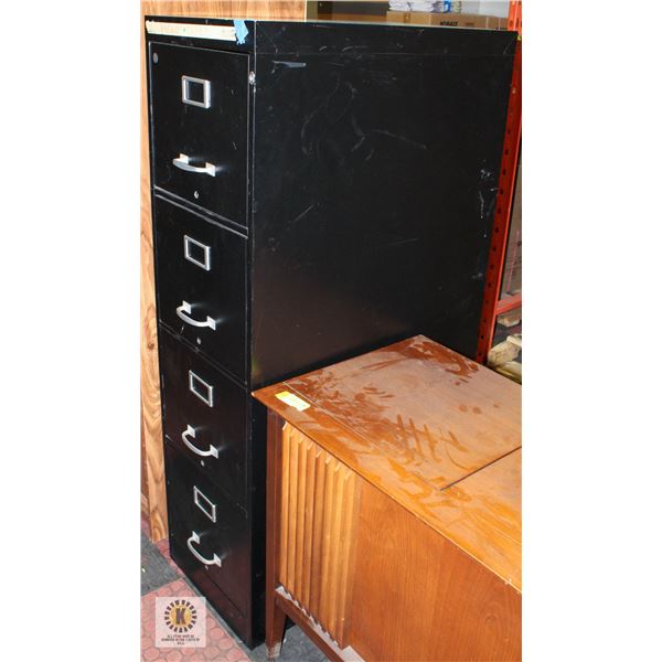 4 DRAWER BLACK METAL  FILE CABINET 52.5" X 26.5" X
