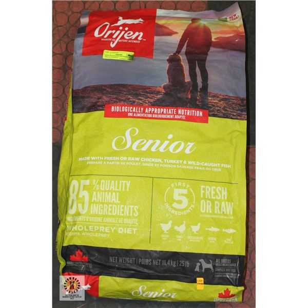 NEW 25LB SENIOR DOG FOOD- ORIJEN CHICKEN,