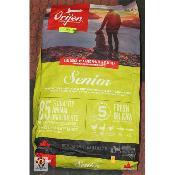 NEW 25LB SENIOR DOG FOOD- ORIJEN CHICKEN,