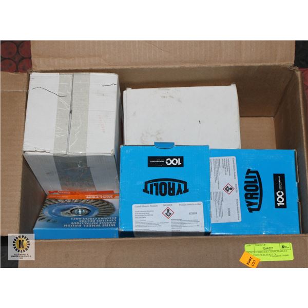BOX OF GRINDER CONSUMABLES INCLUDES WALTER 5" X