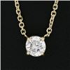 Image 3 : New 14K Gold .49 ctw Round Brilliant Diamond Solitaire Pendant w/ Adjustable Cha