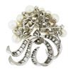 Image 4 : Vintage 14K White Gold 1.90 ctw Diamond & FINE Pearl Cluster Ribbon Brooch Penda