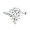 Image 5 : Vintage Platinum 3.62 ctw GIA Pear Brilliant & Baguette Diamond Engagement Ring