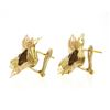 Image 2 : Italian 18k Tricolor Gold 3D Textured Open Work Flower Omega Statement Earrings
