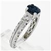 Image 9 : 14K White Gold 1.60 ctw Round Sapphire Solitaire Diamond Milgrain Engagement Rin