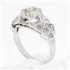Image 9 : Vintage Platinum 2.15 ctw GIA Round Prong Set Diamond w/ Accents Engagement Ring