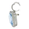 Image 7 : Platinum 38.9 ctw GIA Cushion Cut Aquamarine Diamond Pin Brooch Enhancer Pendant