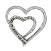 Image 3 : 10K White Gold 0.12 ctw Round Prong Diamond Polished Dual Open Heart Slide Penda