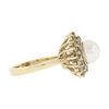 Image 6 : 14K Yellow Gold 7.6mm Pearl Solitaire Ring w/ .85 ctw Fancy Diamond 2 Row Halo