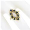 Image 5 : Vintage 14k Gold Marquise Cabochon Opal & .40 ctw Sapphire Open Textured Work Ri