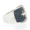 Image 5 : Levian 18k White Gold 1.80 ctw Pave Set Sapphire & Diamond Large Wide Buckle Rin