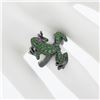 Image 3 : 18K Gold & Black Rhodium Pave Tsavorite & Red Eyes Frog Body Cocktail Ring