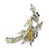 Image 3 : Vintage 18k Gold & Platinum 6 ctw GIA Sapphire & Diamond Flower Branch Pin Brooc