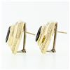 Image 5 : Vintage Large 18k Gold Black Onyx Intaglio.75 ctw Round Diamond Hexagon Earrings