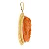 Image 3 : Vintage 14k Gold Bezel Oval Carved Coral Cameo w/ Hand Engraved Frame Pendant